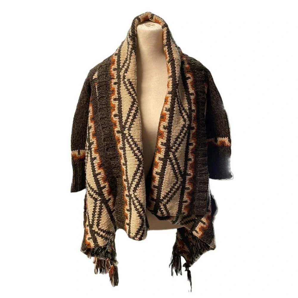 Abercrombie & Fitch Women's Wool Blend Aztec Print Shawl Cardigan Size XS/S‎